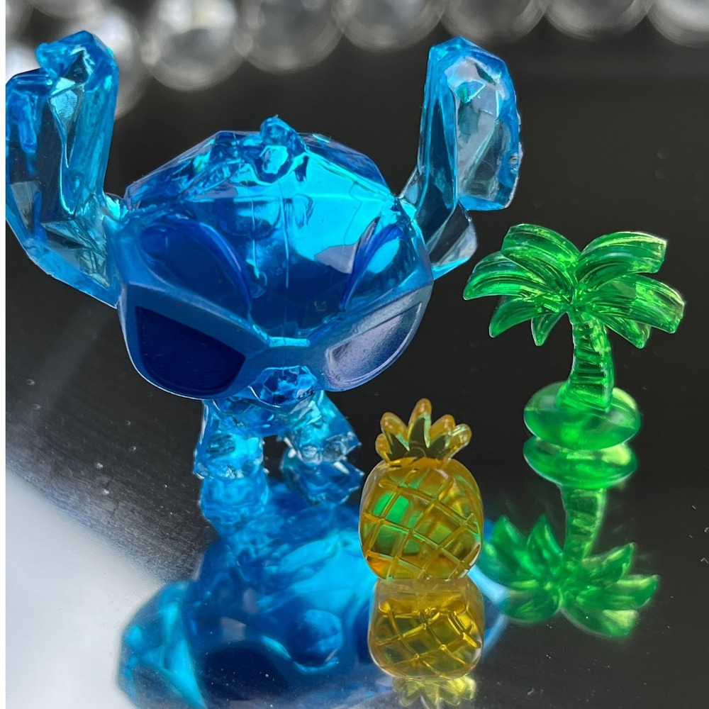 Disney Crystal Surprise Cool Stitch Blue Translucent Figure with Accessories